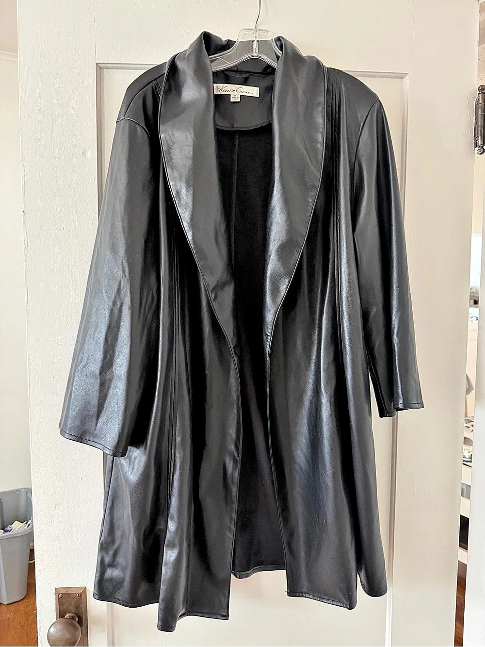 Jones New York Black Faux Leather Coat Like New